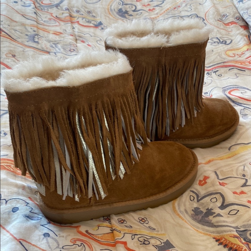 UGG Brown Suede Fringe Boots